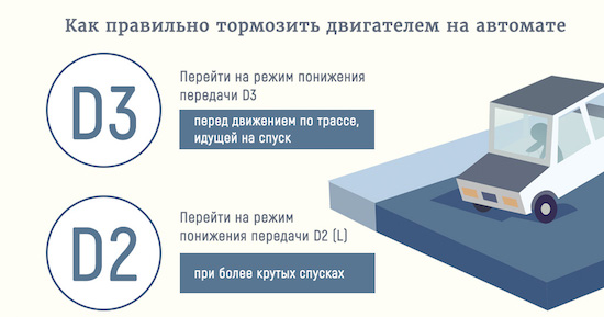 как тормозить двигателем на автомате