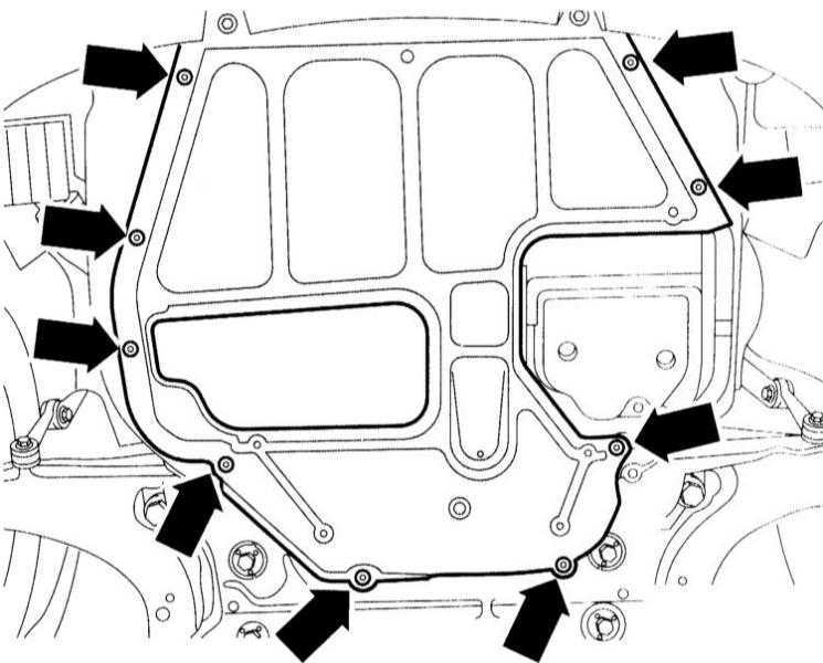  Снятие и установка нижней крышки двигательного отсека Audi A3