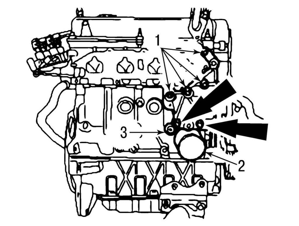 Детали на двигателе со стороны впускного коллектора