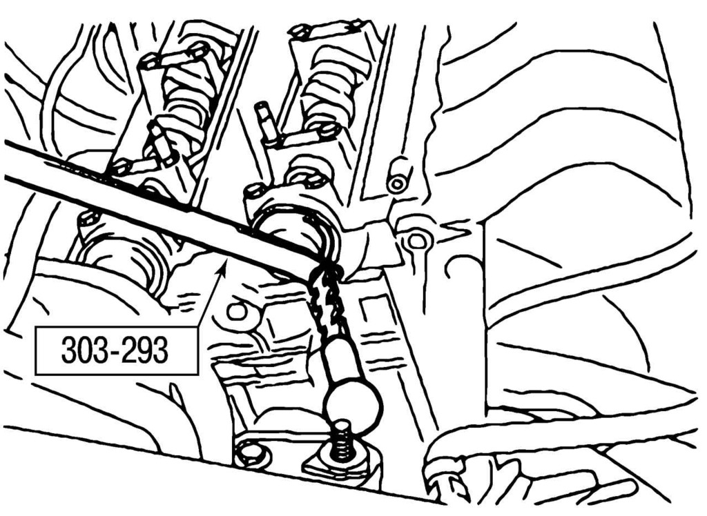 Снятие сальников распределительных валов с помощью специального приспособления Ford 303-293