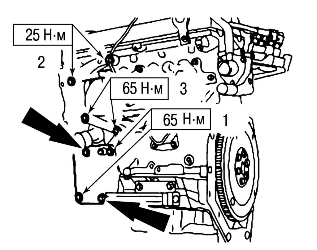 Крепление деталей и узлов двигателя со стороны выпускного коллектора