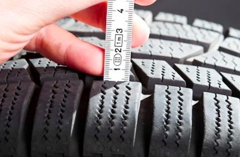 измерение высоты протектора зимней шины